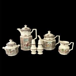 Vtg Kensington England Shakespeare’s Sonnet Coffee & Tea Set  / Salt & Pepper